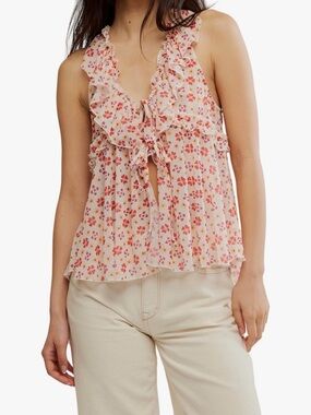 Free People Ruffle Tie-Front Cami preppy boho chic nwt size S and XL